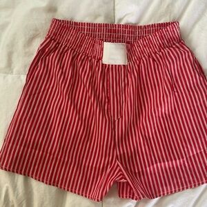 Never worn! Red striped boxer short